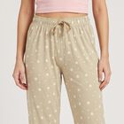 Women's Beige Relaxed Fit Floral Printed Lounge Pyjama, गहरा पीला, small