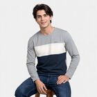 Men Melange Blue Crew Neck Regular T-Shirt, मिश्रित नीला, small