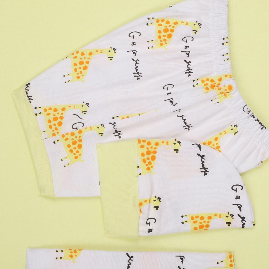 Infants' 100% Cotton Gift Set (Top, Shorts, Cap/Bib, Sheet), Yellow, large image number null