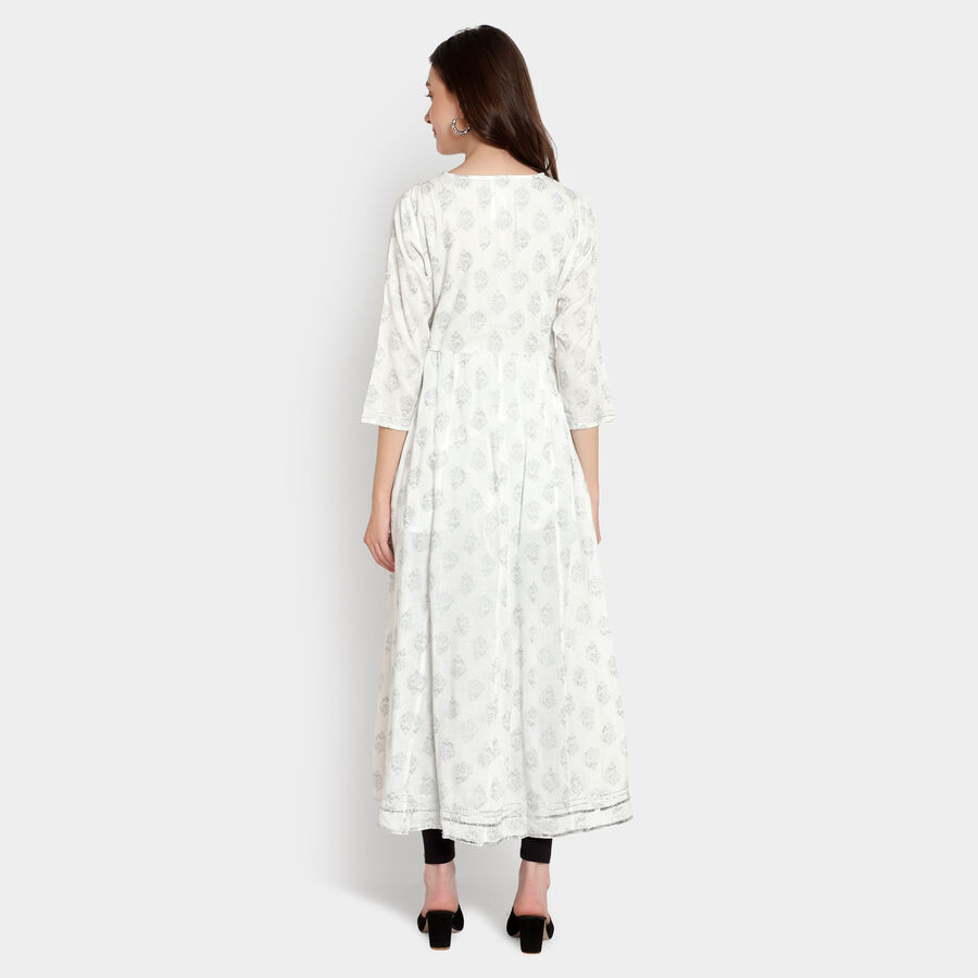 Printed 3/4Th Sleeves Kurta, Off White, large image number null