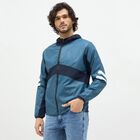Men's Midnight Blue Hooded Casual Jacket, Mid Blue, small image number null