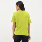 Women's Bright Lime Green Cotton Round Neck Graphic T-Shirt, Neon Green, small