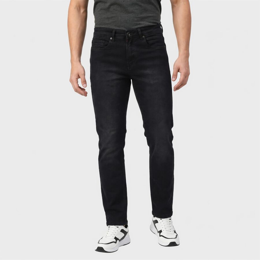 Men's Dark Blue Slim Fit Faded Jeans, गहरा नीला, large
