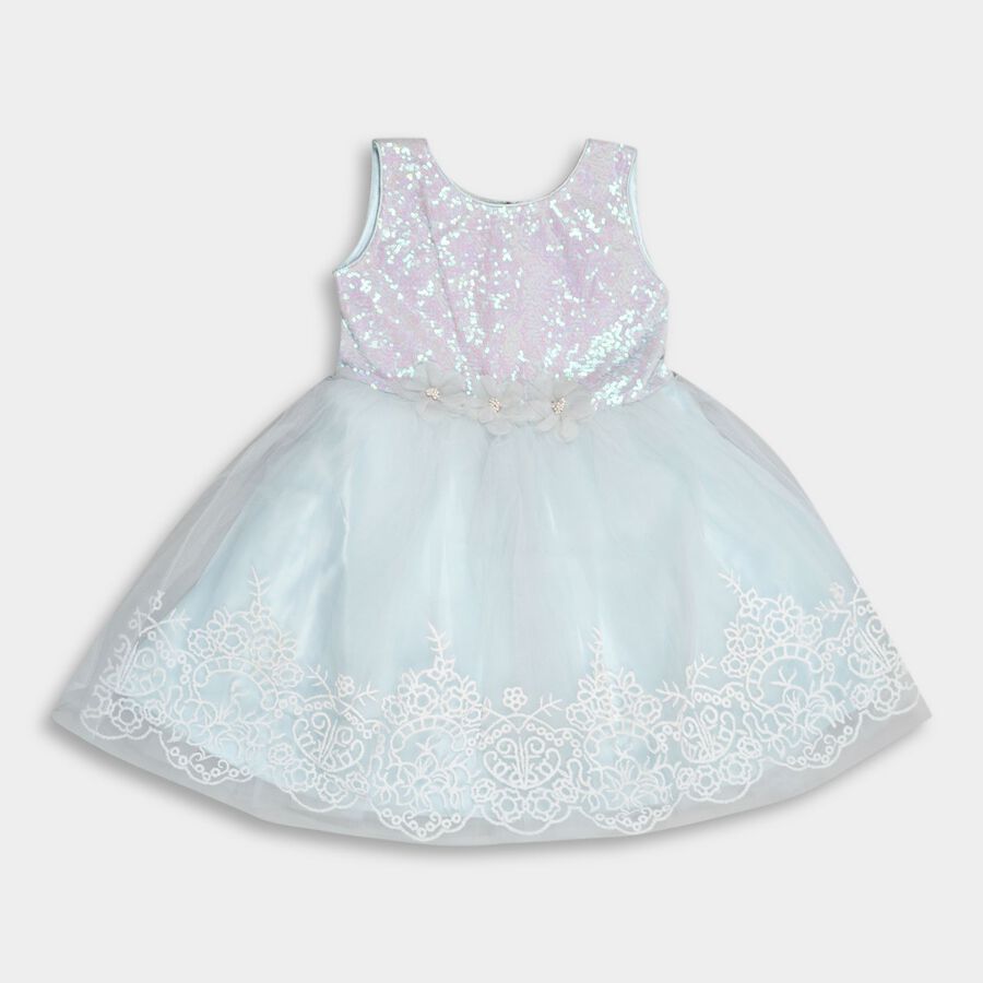 Girl's Frock , हल्का नीला, large image number null