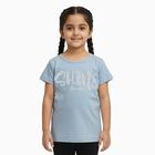 Girls Light Powder Blue Cotton Round Neck Casual T-Shirt, हल्का नीला, small