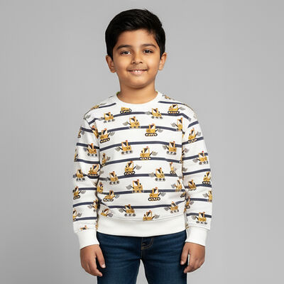 Boys Bright White Crew Neck Casual Sweatshirt