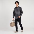 Men's Grey Cotton Long Sleeve Spread Collar Casual Shirt, गहरा ग्रे, small