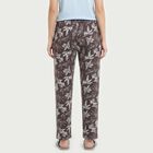 Women's Purple Straight-Fit Leaf Printed Drawstring Pyjama, बैंगनी, small