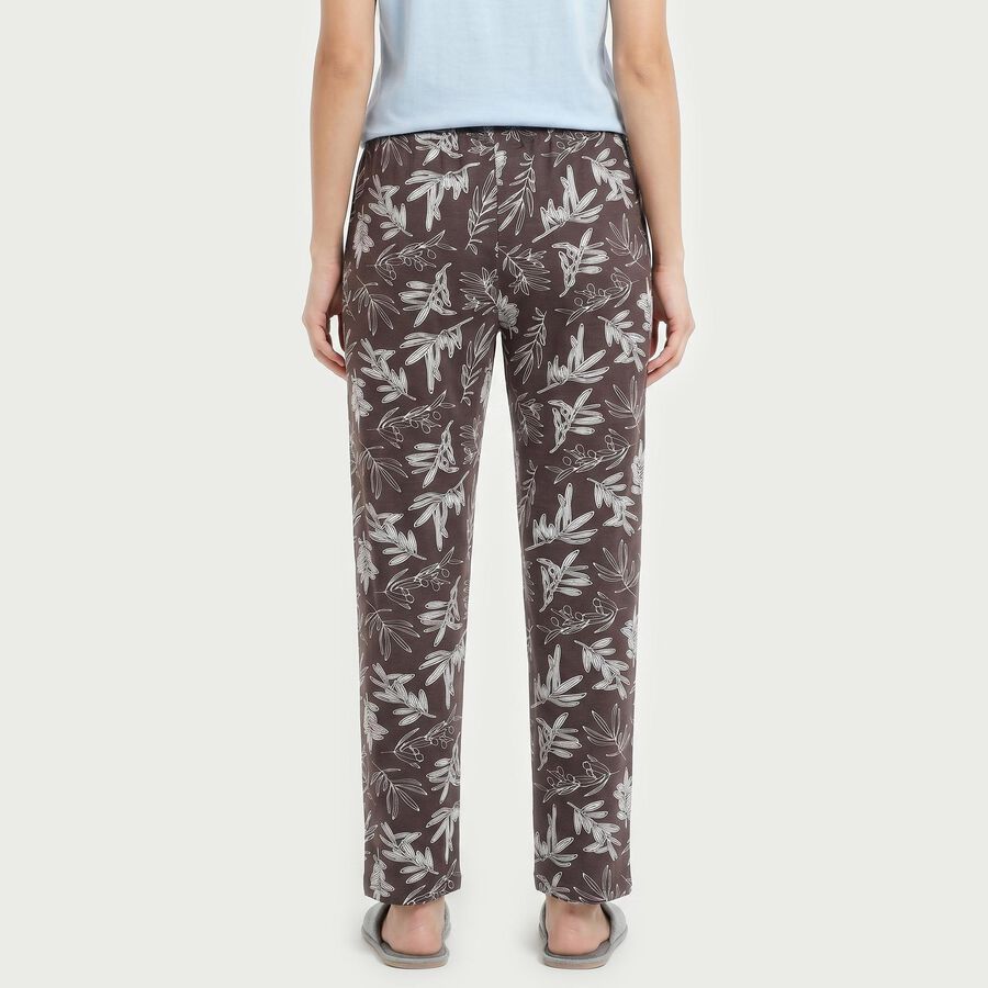 Women's Purple Straight-Fit Leaf Printed Drawstring Pyjama, बैंगनी, large