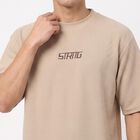 Men Beige Crew Neck Regular Drifit T-Shirt, Beige, small