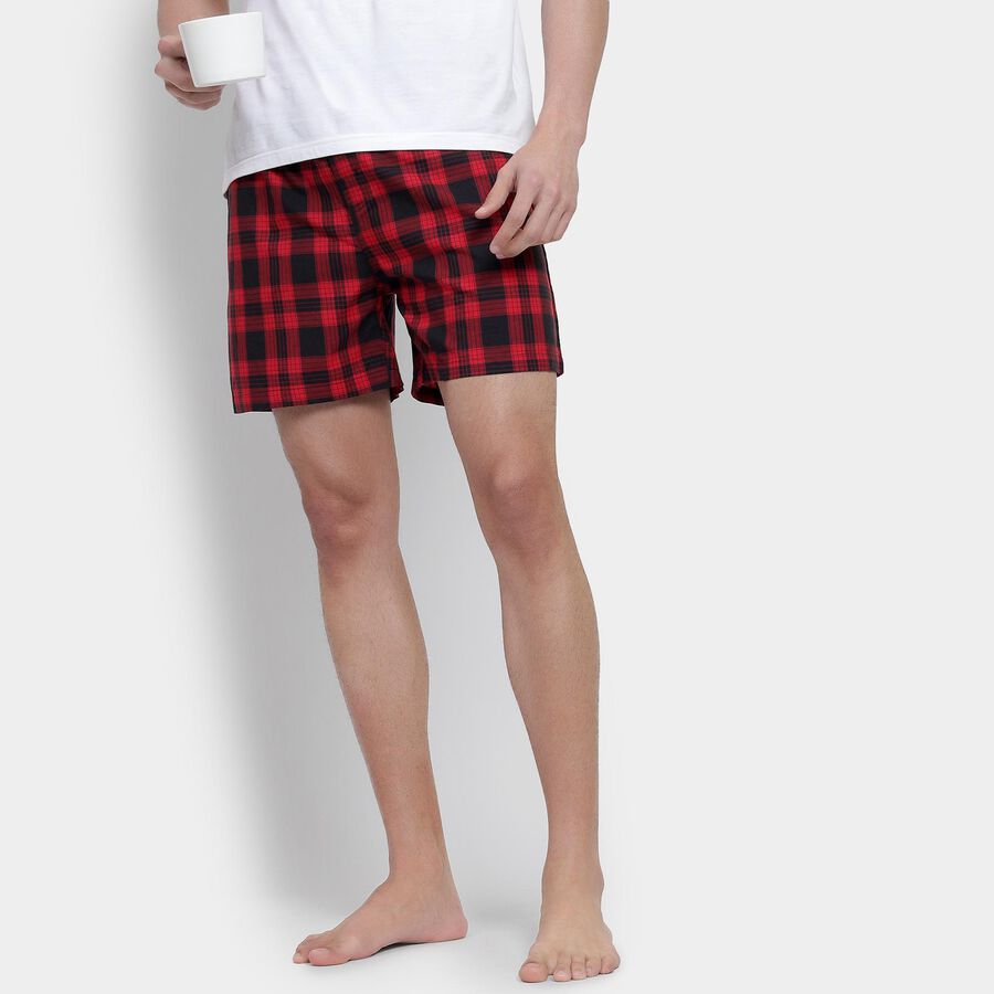 Men's 100% Cotton Boxers, Red, large
