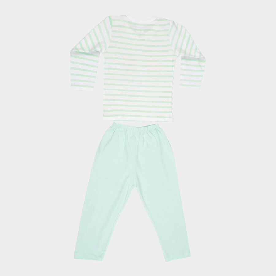 Infants Cotton Stripes Baba Suit, Light Green, large image number null
