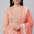 Women's Light Pink Cotton Kurta, हल्का गुलाबी, small
