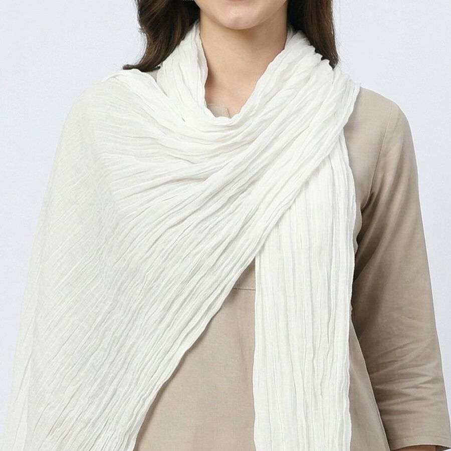Women's White Solid Dupatta, सफ़ेद, large
