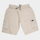 Boys' Beige Regular Fit Elastic Waist Bermuda Shorts, Beige, small