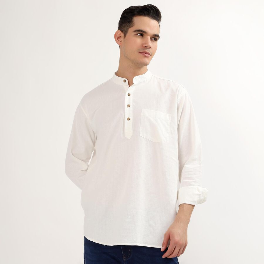 Men's 100% Cotton Kurta, Off White, large image number null