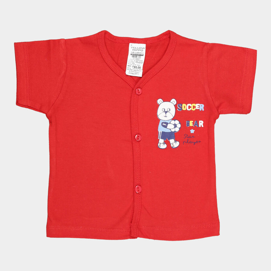 Infants Cotton T-Shirt, Red, large image number null