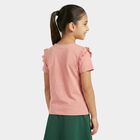 Girls Pink Cotton Round Neck Regular T-Shirt, Light Pink, small