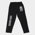 Boys' Black Regular Fit Cartoon Printed Pyjama, Black, small