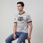 Men's White Cotton Round Neck Casual T-Shirt, White, small