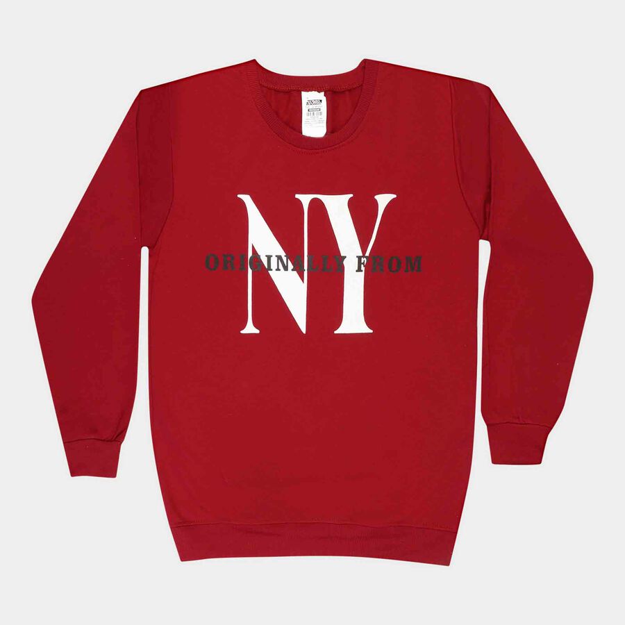 Boys Round Neck Sweatshirt, Maroon, large image number null