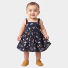 Infants' Navy Blue Tiered Floral Printed Frock, नेवी ब्लू, small