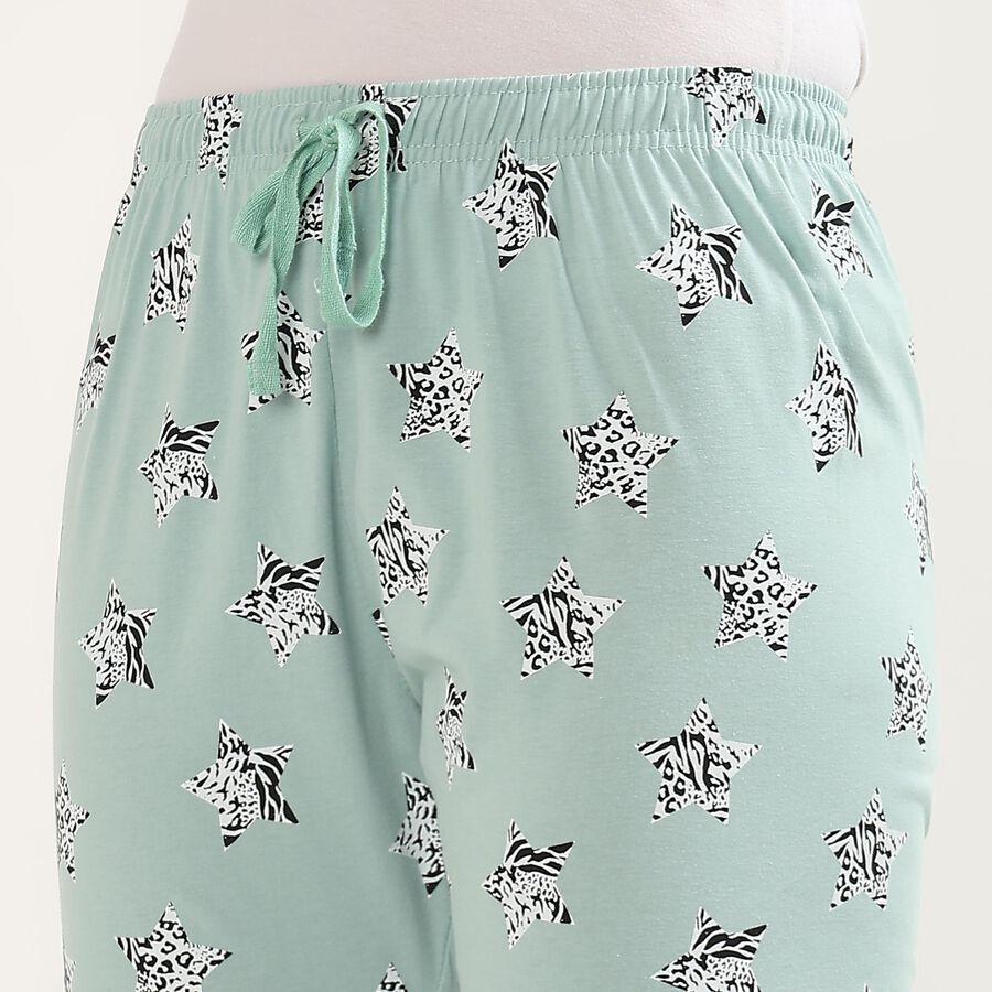 Women's Light Sage Green Regular Fit Solid Cotton Pyjama, हल्का हरा, large