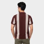 Men's Wine Polo Neck Striped Polo T-Shirt, वाइन, small