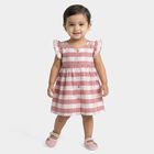 Infants' Pink Cotton Casual Frock, Light Pink, small