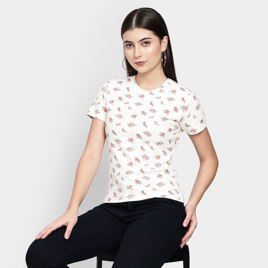 Ladies' Round Neck T-Shirt, White, large image number null