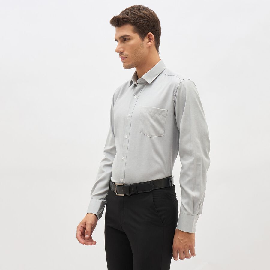 Men's Light Grey Slim Fit Classic Shirt, हल्का ग्रे, large image number null