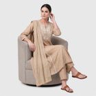 Women's Beige Embroidered Ethnic Set, Beige, small