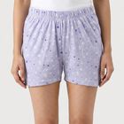 Women Light Blue Regular Fit Printed Shorts, Light Blue, small