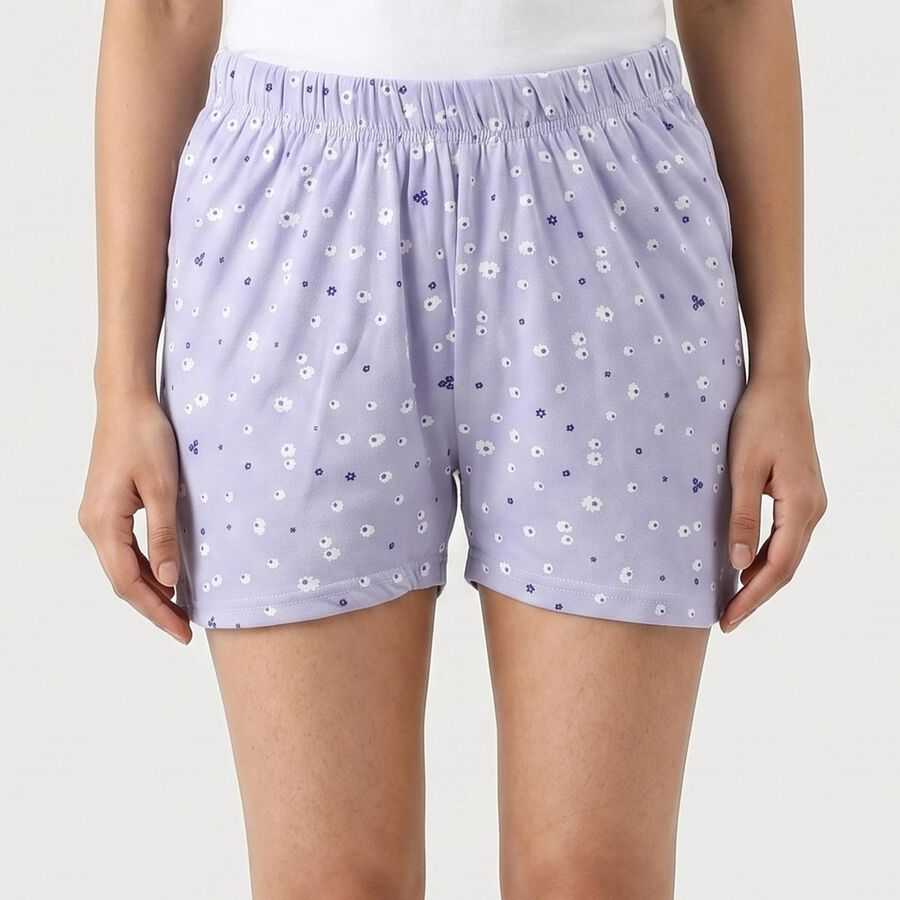 Women Light Blue Regular Fit Printed Shorts, Light Blue, large