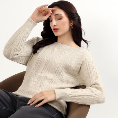 Women's Oatmeal Crew Neck Casual Pullover