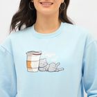 Women's Light Blue Crew Neck Casual Sweatshirt, हल्का नीला, small image number null