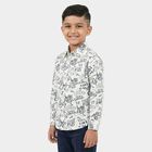 Boys White Cotton Long Sleeve Collar Regular Fit Shirt, White, small