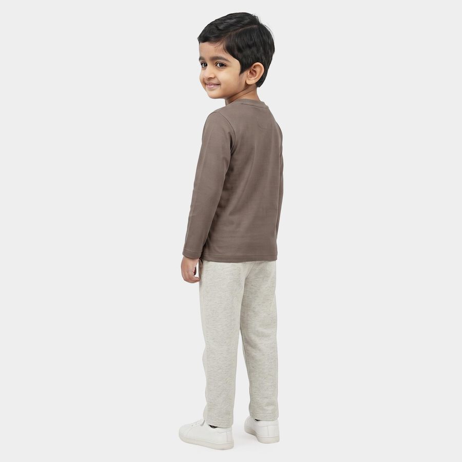 Boys Grey Round Neck Graphic Print Baba Suit, Light Grey, large