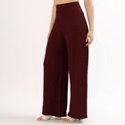 Women's Deep Maroon Wide-Leg Textured Track Pants, भूरा, small image number null
