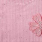 Girls Light Pink Round Neck Casual T-Shirt, Pink, small