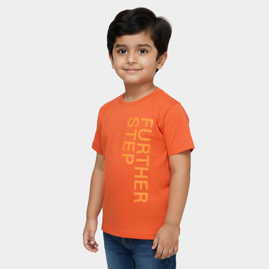 Boys' 100% Cotton Half Sleeves T-Shirt, नारंगी, large image number null