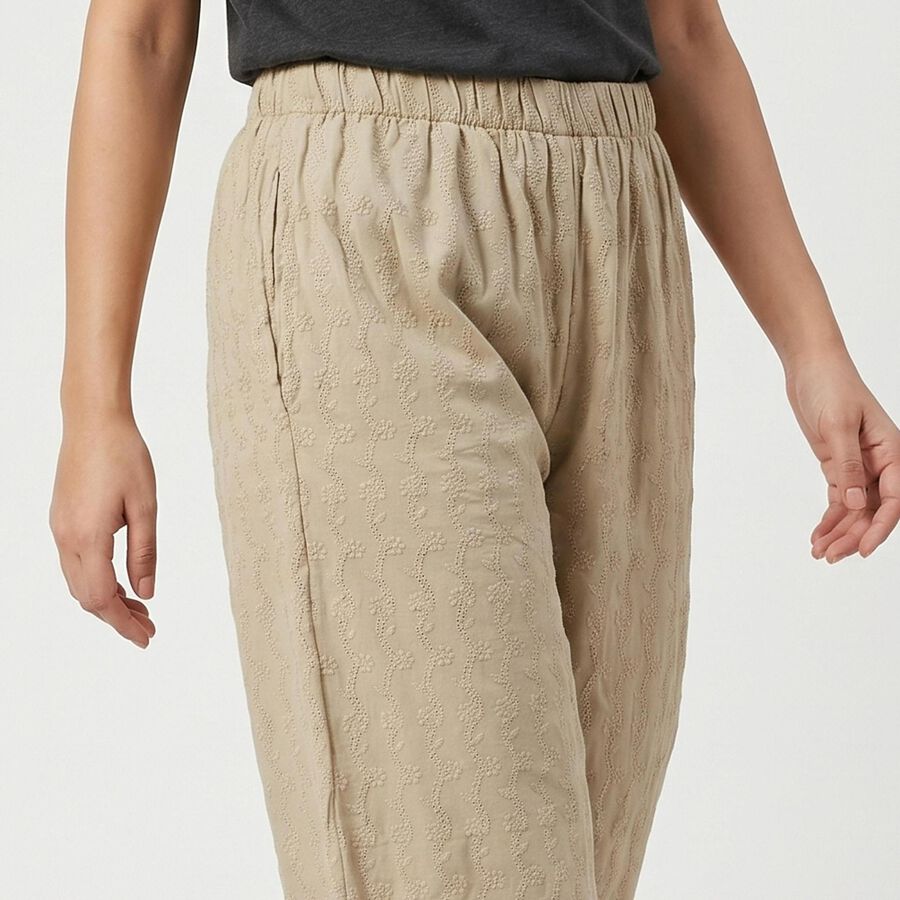 Women's Khaki Regular Fit Solid Palazzos, खाकी, large