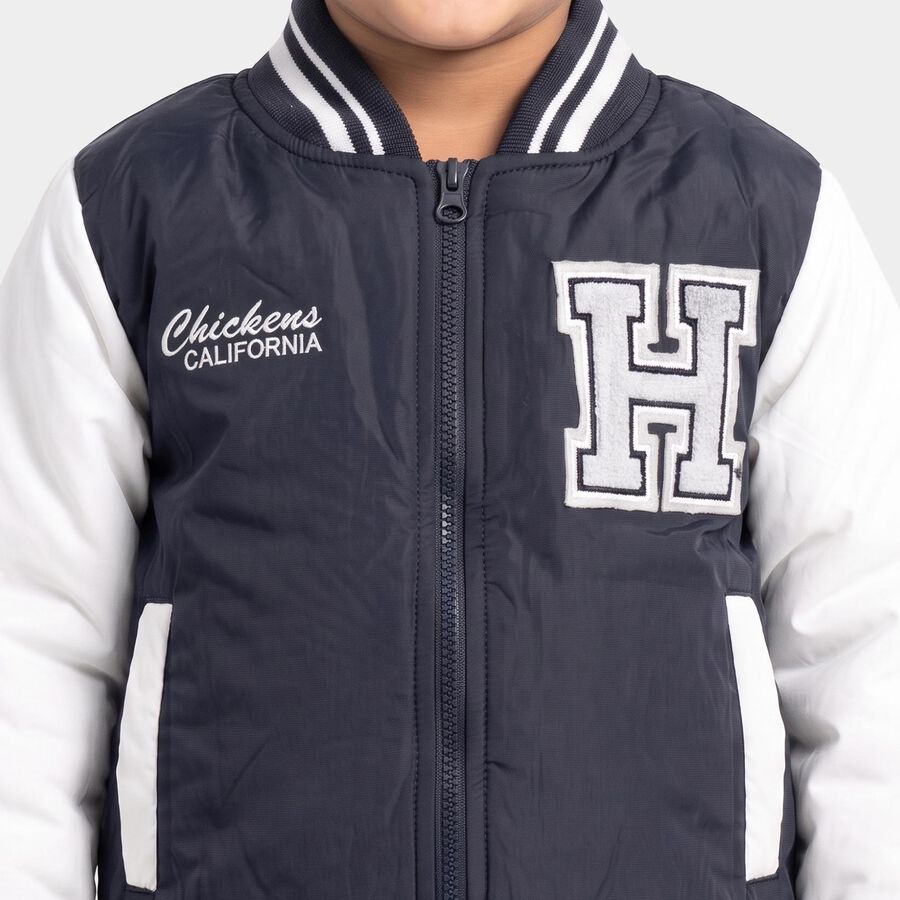 Boys' Navy Blue Varsity Jacket, Navy Blue, large