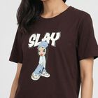 Women's Wine Cotton Round Neck Regular T-Shirt, वाइन, small
