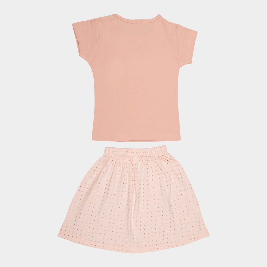 Girls Cotton Skirt Top Set, Light Pink, large image number null