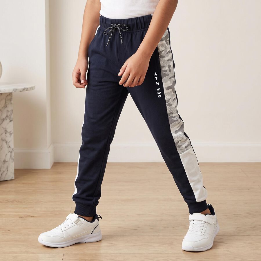 Boys' Navy Blue Jogger Fit Camo Side Panel Pyjama, Navy Blue, large
