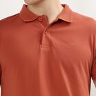 Men's Rust Polo Neck Casual T-Shirt, Rust, small