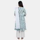 Women's White 100% Cotton Notch Neck Printed Kurta, Off White, small