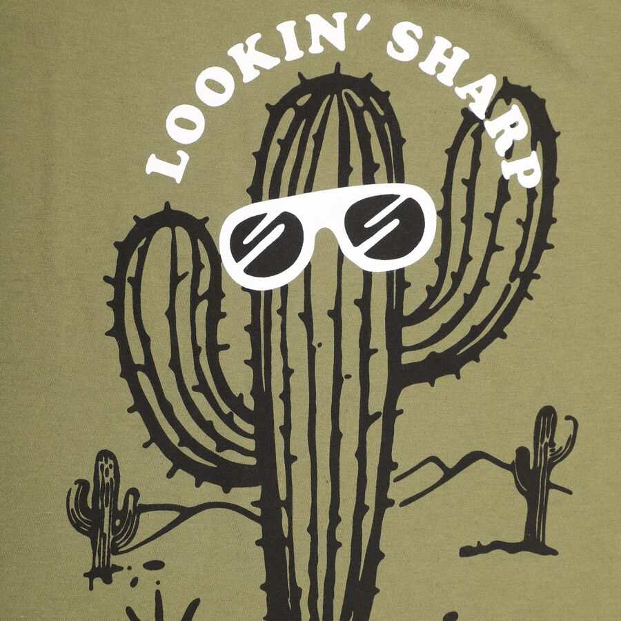 Boys' Muted Olive Green Round Neck Casual T-Shirt, Olive, large image number null