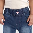 Infants Blue Straight Fit Embroidered Jeans, मध्यम नीला, small